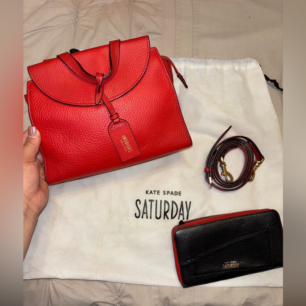 Kate Spade Saturday Red and Black Leather Bag